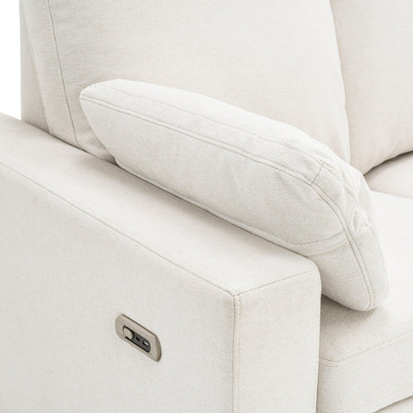 Beige Linen Fabric Power Recliner Sectional Sofa With USB Ports - Omega Lifestyles