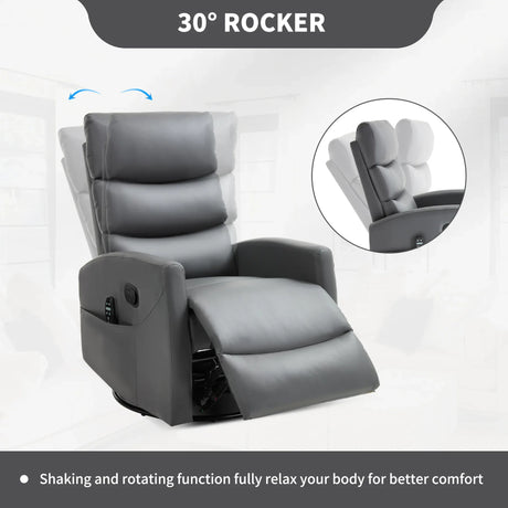 Heat Massage Faux Leather Swivel Rocking Recliner Chair - Omega Lifestyles