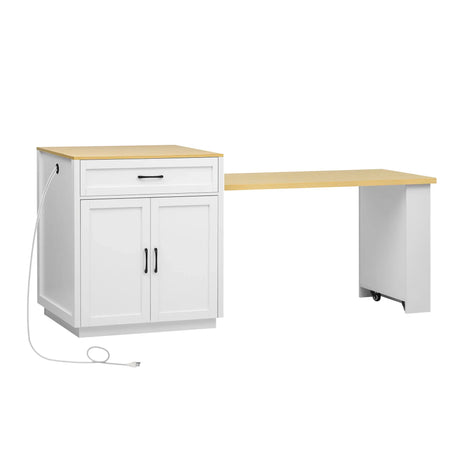Extendable Kitchen Island With Dining Table Storage - Omega Lifestyles