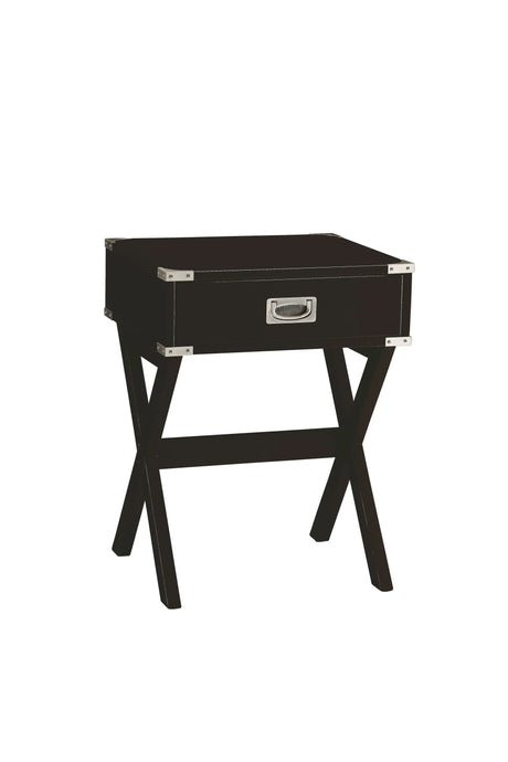 Black Finish Synthetic Wood Accent Table With Drawer - Omega Lifestyles