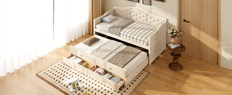 Twin Daybed With Pull-Out Trundle And Storage Drawers - Omega Lifestyles