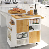 Engineered Wood Kitchen Island Cart With Spice Rack - Omega Lifestyles