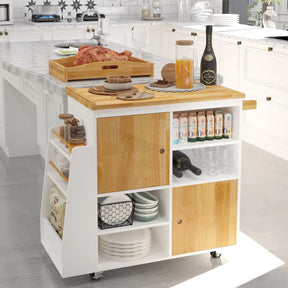 Engineered Wood Kitchen Island Cart With Spice Rack - Omega Lifestyles