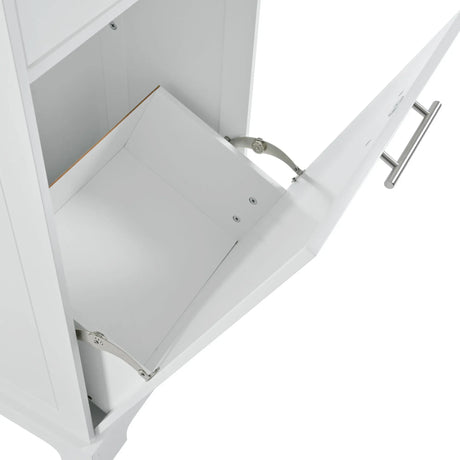 Fluted Rubber Wood Kitchen Island With Tilt-Out Trash Can - Omega Lifestyles