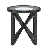 Modern Round Tempered Glass Wood Base Coffee Table - Omega Lifestyles