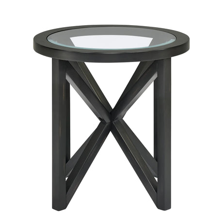 Modern Round Tempered Glass Wood Base Coffee Table - Omega Lifestyles
