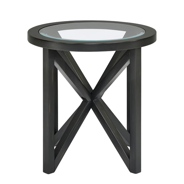 Modern Round Tempered Glass Wood Base Coffee Table - Omega Lifestyles