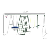 Heavy-Duty Steel Kids Outdoor Swing Set With Slide - Omega Lifestyles