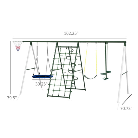 Heavy-Duty Steel Kids Outdoor Swing Set With Slide - Omega Lifestyles