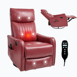 Red Faux Leather Medium-Firm Heat Massage Recliner Chair - Omega Lifestyles