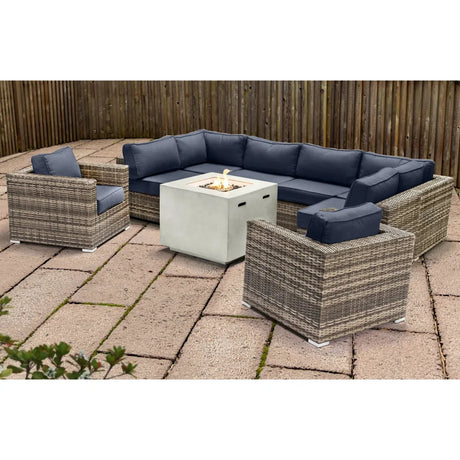 Premium 6-Person Wicker Outdoor Seating Group With Fire Pit - Omega Lifestyles