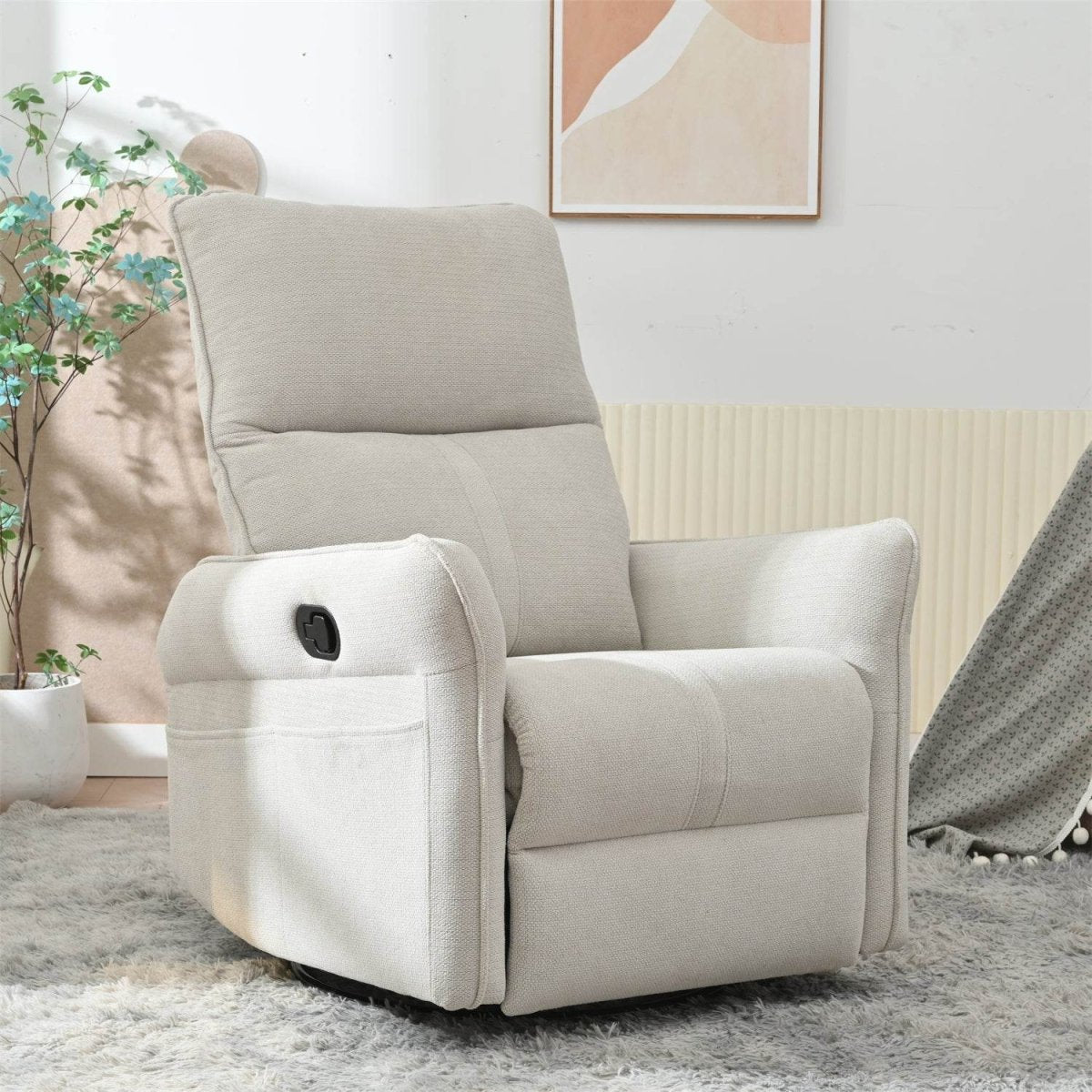 360 - Degree Swivel Medium - Soft Upholstered Recliner Chair - Calmora - Omega Lifestyles