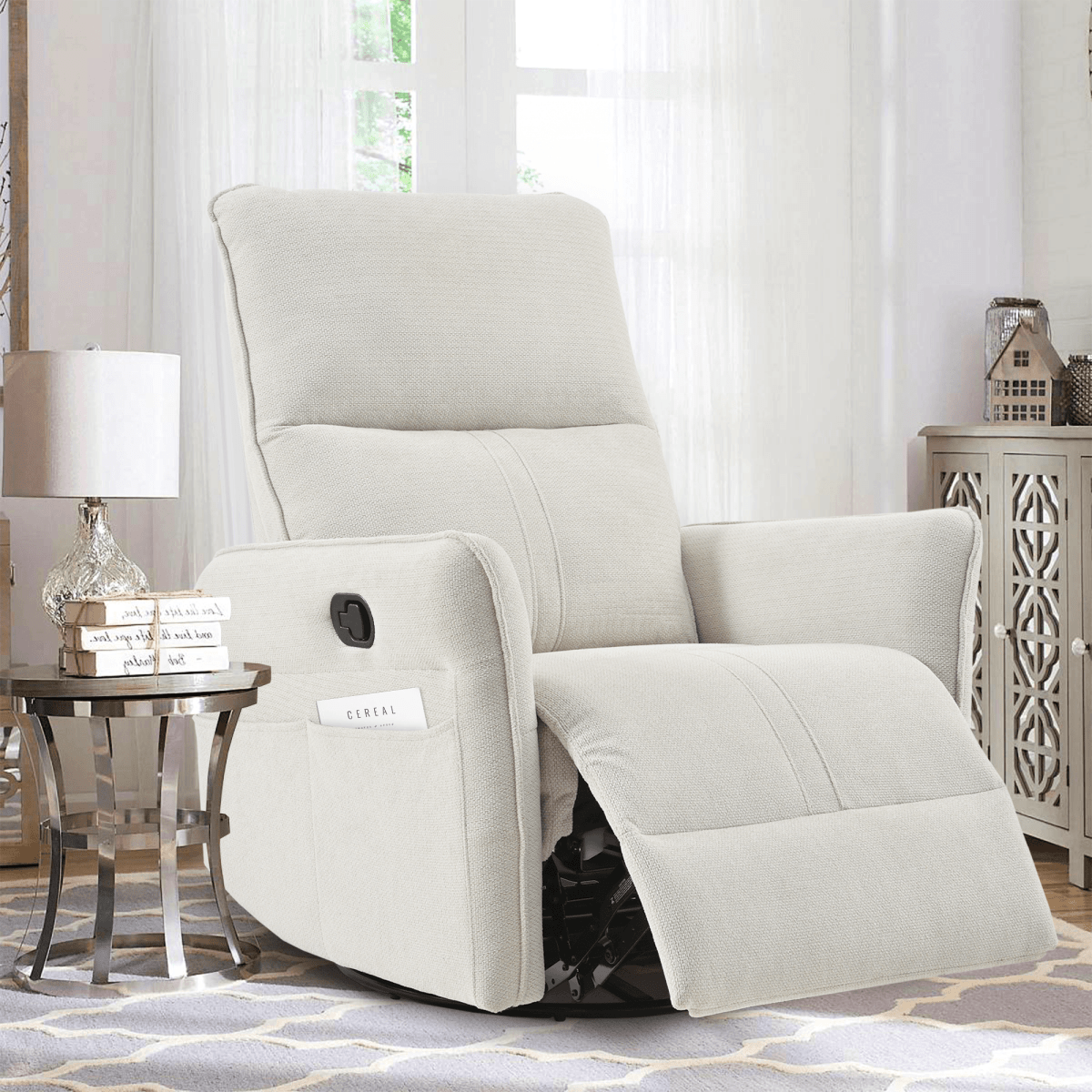 360 - Degree Swivel Medium - Soft Upholstered Recliner Chair - Calmora - Omega Lifestyles