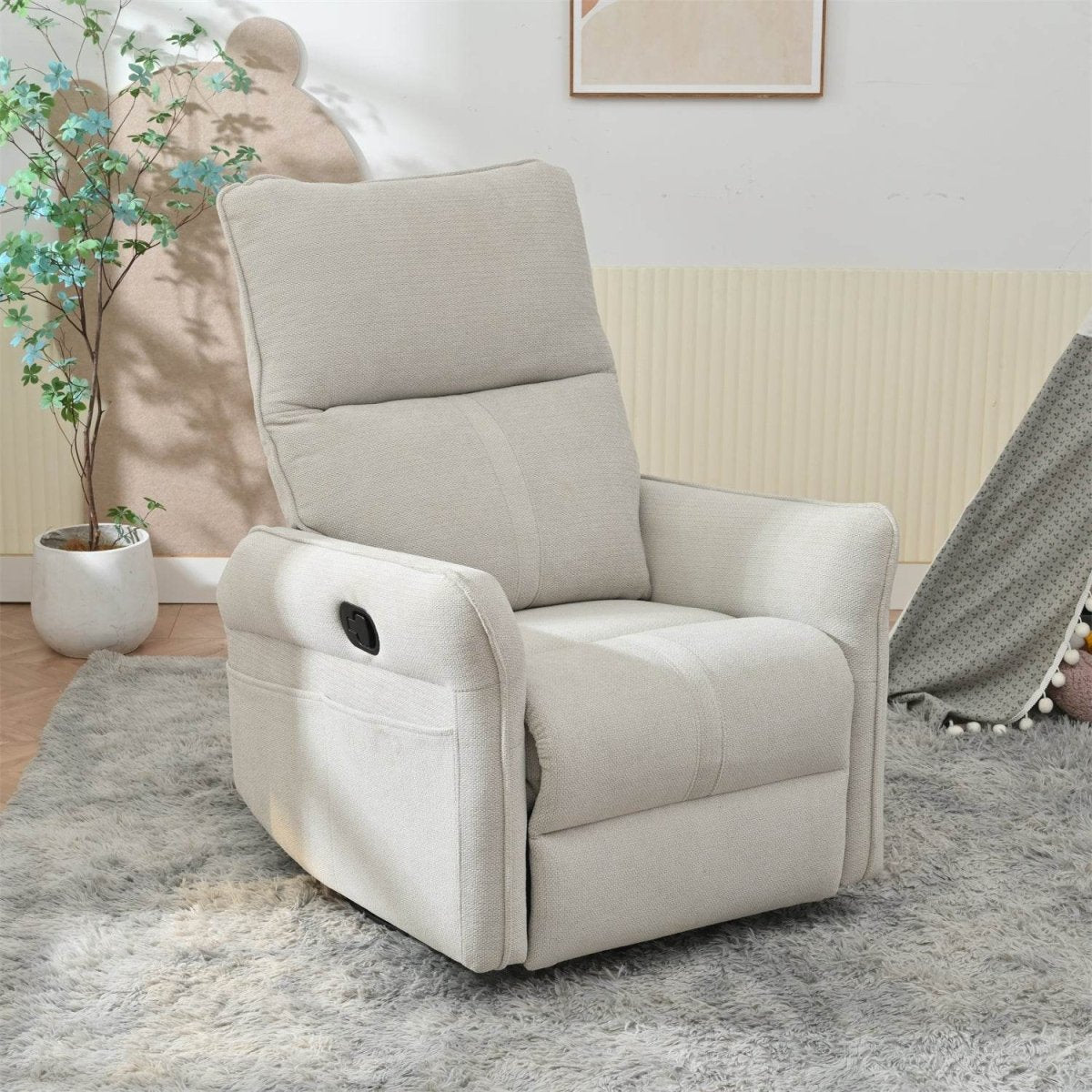 360 - Degree Swivel Medium - Soft Upholstered Recliner Chair - Calmora - Omega Lifestyles