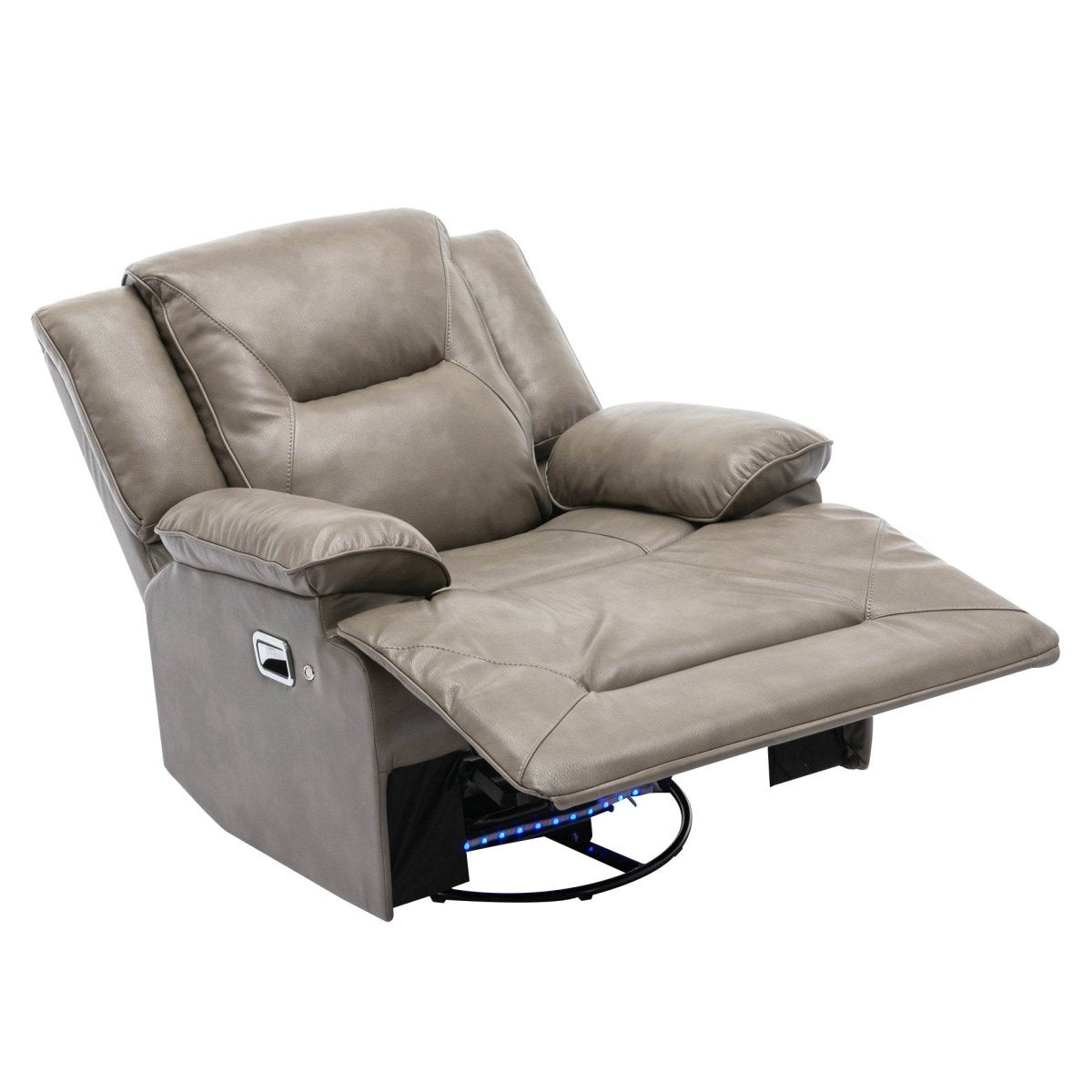 360° Swivel and Rocking Home Theater Recliner Manual Recliner Chair with a LED Light Strip for Living Room,Bedroom, Grey - Calmora - Omega Lifestyles