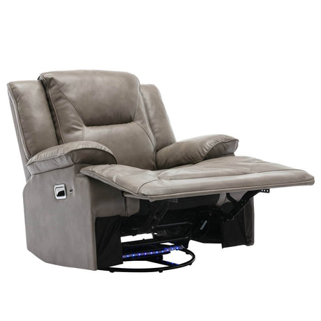 360° Swivel and Rocking Home Theater Recliner Manual Recliner Chair with a LED Light Strip for Living Room,Bedroom, Grey - Calmora - Omega Lifestyles