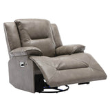 360° Swivel and Rocking Home Theater Recliner Manual Recliner Chair with a LED Light Strip for Living Room,Bedroom, Grey - Calmora - Omega Lifestyles