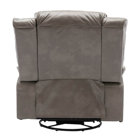 360° Swivel and Rocking Home Theater Recliner Manual Recliner Chair with a LED Light Strip for Living Room,Bedroom, Grey - Calmora - Omega Lifestyles