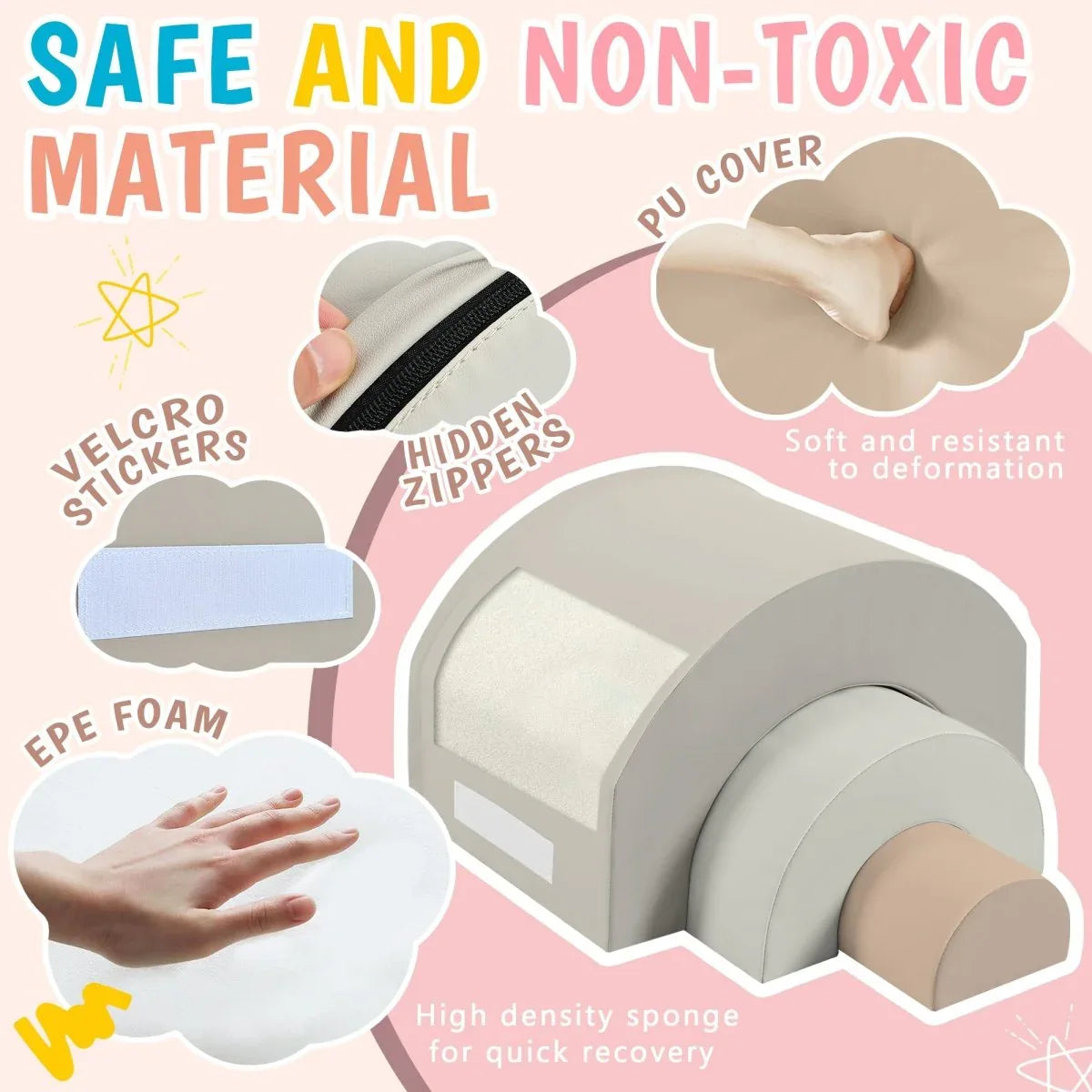 5-Piece Soft Foam Kids Climbing Blocks Playset - Omega Lifestyles