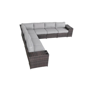 9-Piece Espresso HDPE Rattan Outdoor Sectional Sofa Set - Omega Lifestyles