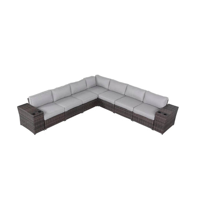9-Piece Espresso HDPE Rattan Outdoor Sectional Sofa Set - Omega Lifestyles