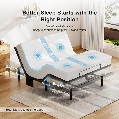 Queen Adjustable Bed Frame With Massage USB Charging Ports - Omega Lifestyles