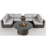 All - Weather 8 - Piece Patio Sofa Set With Fire Pit - Calmora - Omega Lifestyles