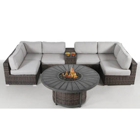 All-Weather 8-Piece Patio Sofa Set With Fire Pit - Omega Lifestyles