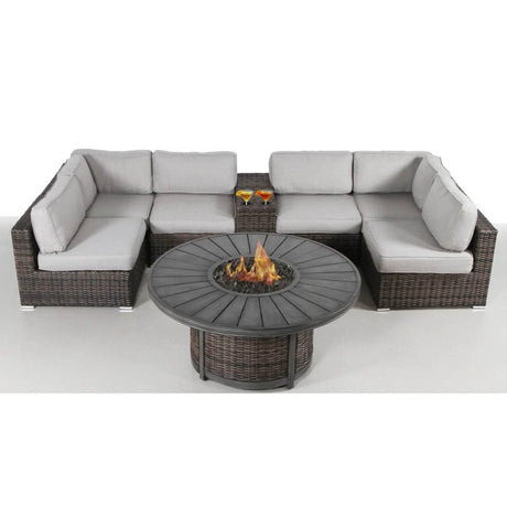 All - Weather 8 - Piece Patio Sofa Set With Fire Pit - Calmora - Omega Lifestyles