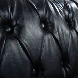 Black PU Rolled Arm Chesterfield Sofa - Sleep Galleria