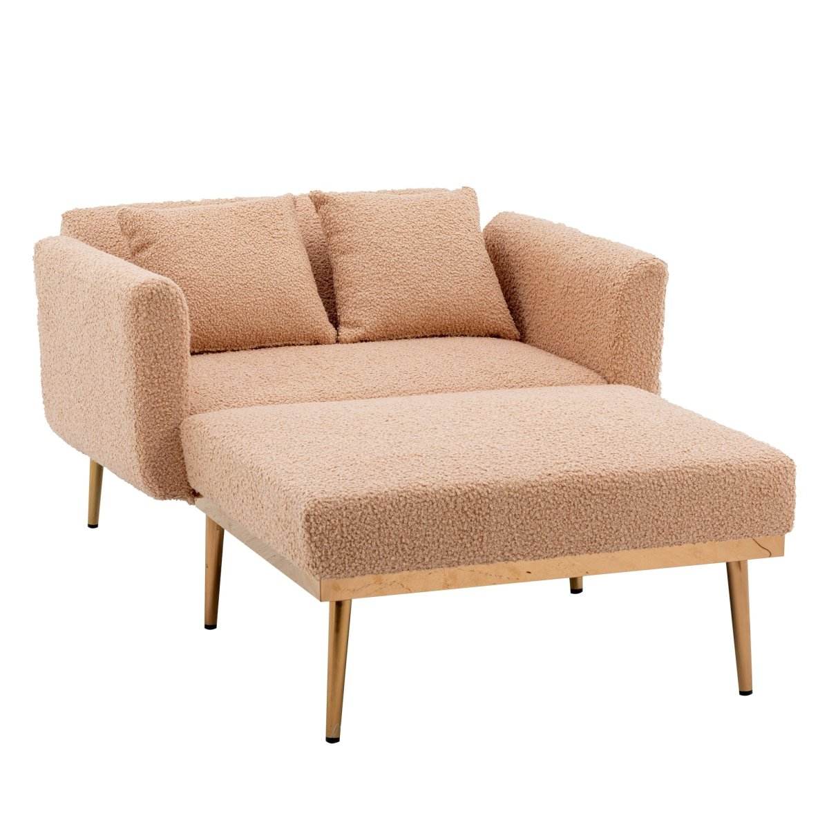 Camel Teddy Plush Foam Accent Chaise Lounge Chair - Sleep Galleria
