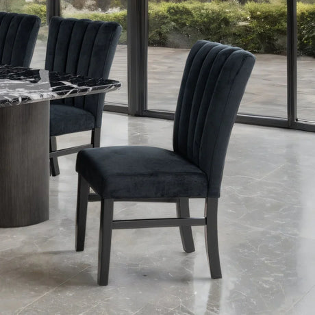 Contemporary Black Upholstered Channel Tufted Dining Chairs Set - Omega Lifestyles