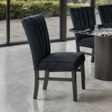 Contemporary Black Upholstered Channel Tufted Dining Chairs Set - Omega Lifestyles