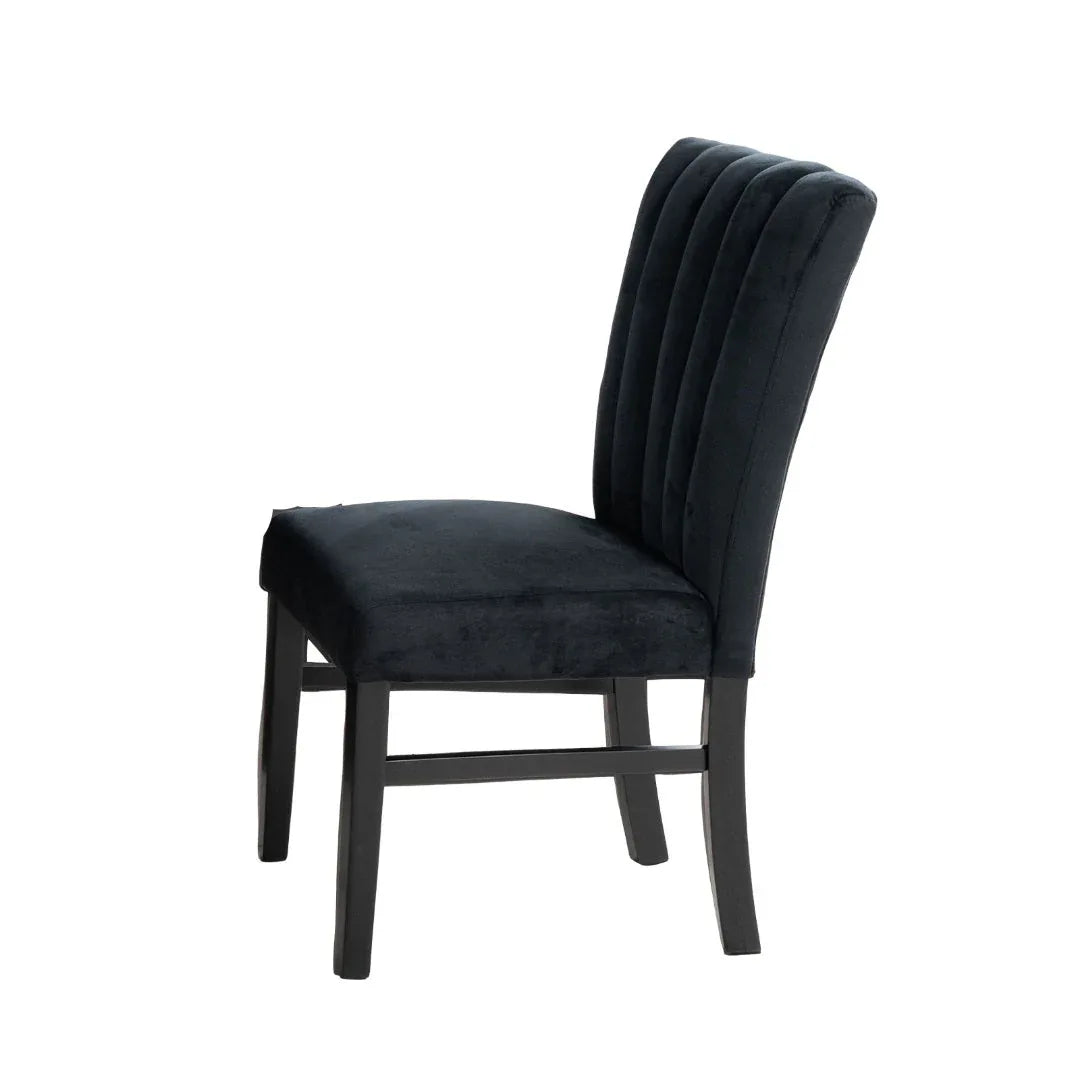 Contemporary Black Upholstered Channel Tufted Dining Chairs Set - Omega Lifestyles