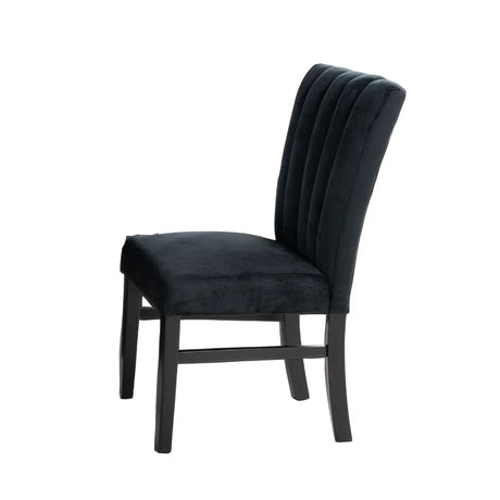 Contemporary Black Upholstered Channel Tufted Dining Chairs Set - Omega Lifestyles