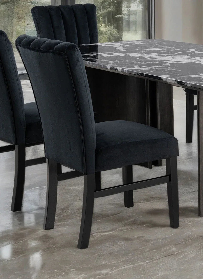 Contemporary Black Upholstered Channel Tufted Dining Chairs Set - Omega Lifestyles