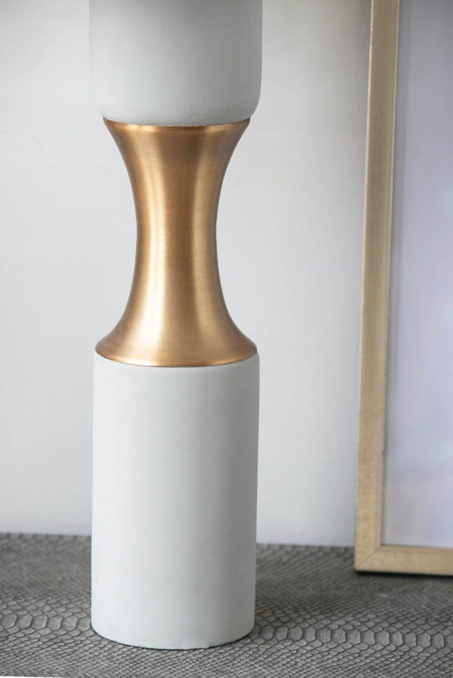 Contemporary Cement Table Lamp With Brass Finish - Omega Lifestyles