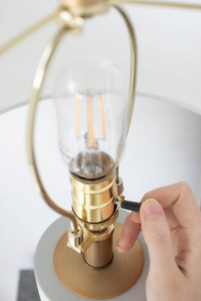 Contemporary Cement Table Lamp With Brass Finish - Omega Lifestyles