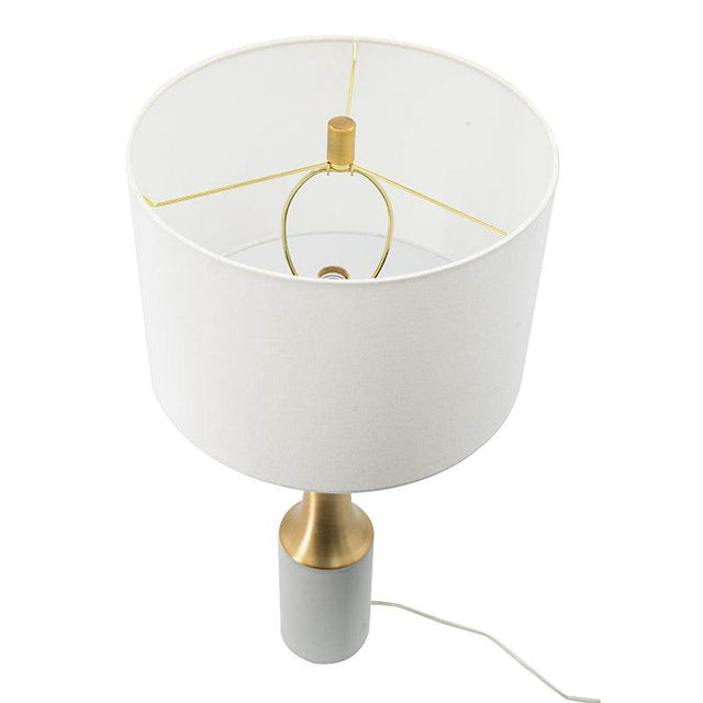 Contemporary Cement Table Lamp With Brass Finish - Omega Lifestyles