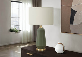 Contemporary Green Ceramic Table Lamp With Ivory Shade - Omega Lifestyles