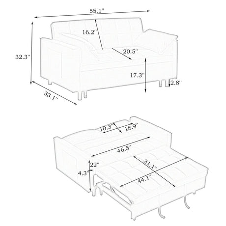 Convertible Velvet Loveseat Sofa Bed - Sleep Galleria