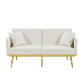 Cream White Velvet Convertible Sofa Bed - Omega Lifestyles