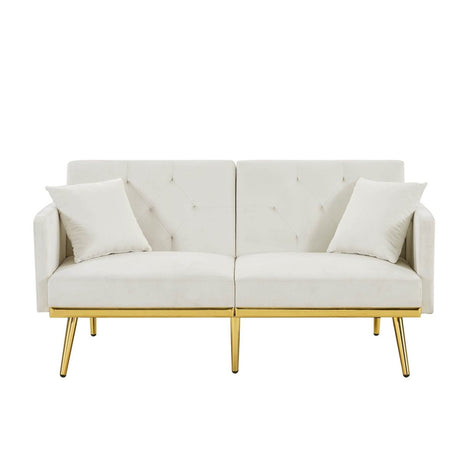 Cream White Velvet Convertible Sofa Bed - Omega Lifestyles
