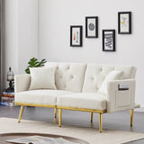 Cream White Velvet Convertible Sofa Bed - Omega Lifestyles