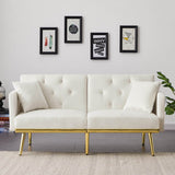 Cream White Velvet Convertible Sofa Bed - Omega Lifestyles