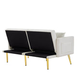 Cream White Velvet Convertible Sofa Bed - Omega Lifestyles