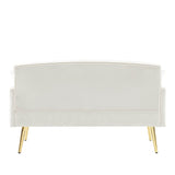 Cream White Velvet Tufted Sofa - Omega Lifestyles