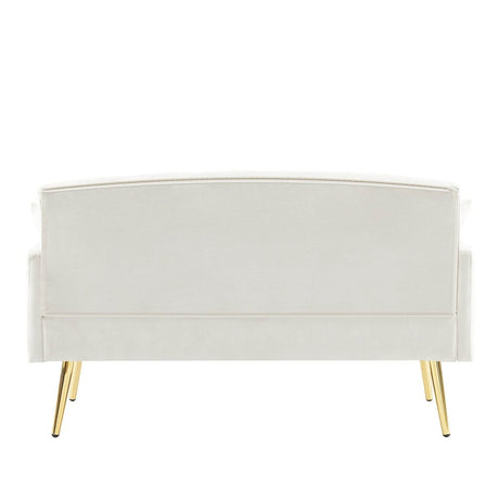 Cream White Velvet Tufted Sofa - Omega Lifestyles