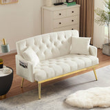 Cream White Velvet Tufted Sofa - Omega Lifestyles
