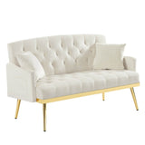 Cream White Velvet Tufted Sofa - Omega Lifestyles